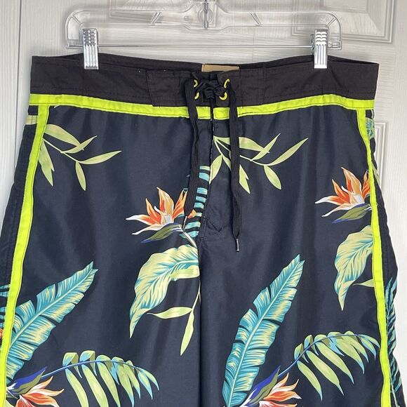 Men’s Swim Trunks Large Black Floral Roebuck & Co - Picture 4 of 16